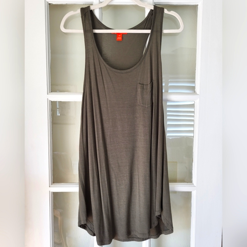 Joe Fresh Green Flowy Long Loose Boho Racerback Tank Top Size Large